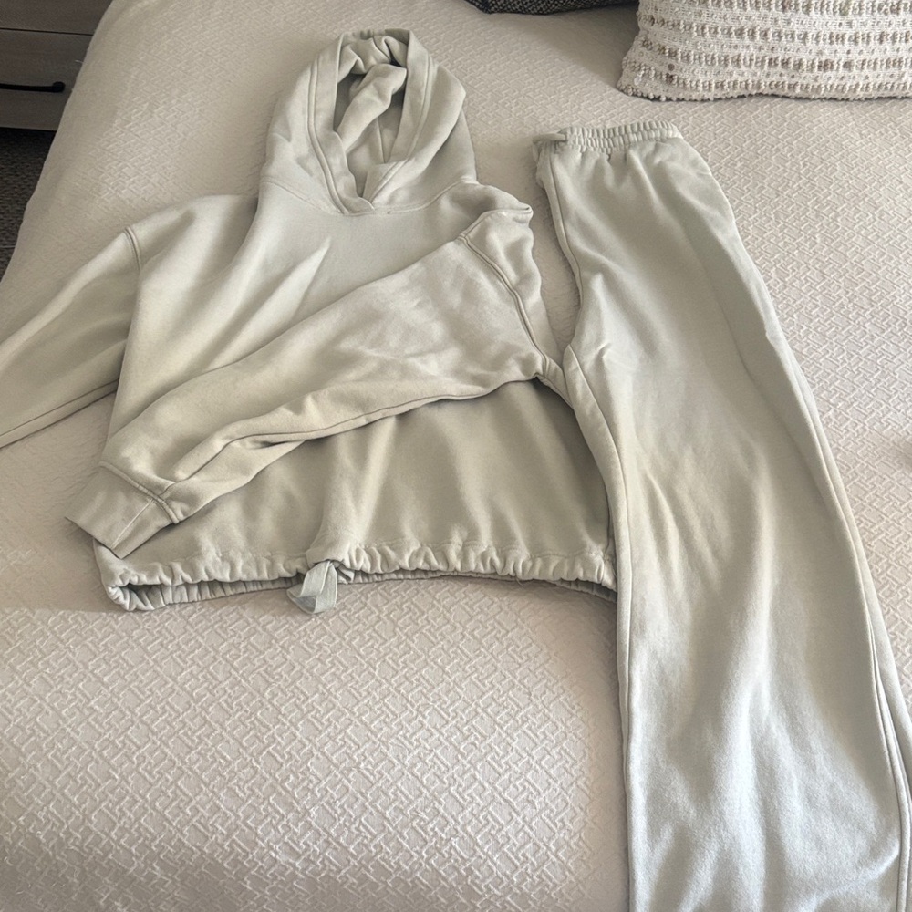 H&M Light Sage Green Hoodie and Sweatpants Set